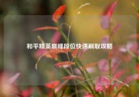 和平精英巅峰段位快速刷取攻略