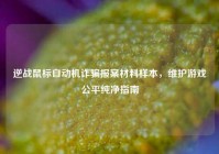 逆战鼠标自动机诈骗报案材料样本，维护游戏公平纯净指南