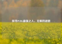 探寻PUBG最强之人，无解的谜题
