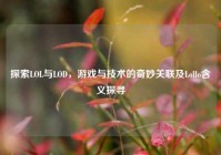 探索LOL与LOD，游戏与技术的奇妙关联及Lollo含义探寻