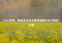 PUBG世界，绝地求生名字更改指南与名字里的江湖