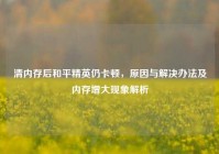 清内存后和平精英仍卡顿，原因与解决办法及内存增大现象解析