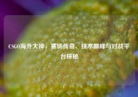 CSGO海外大神，赛场传奇、技术巅峰与对战平台探秘