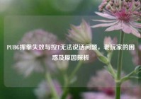 PUBG挥拳失效与按T无法说话问题，老玩家的困惑及原因探析