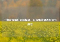 王者荣耀排位画质模糊，玩家体验痛点与调节探寻