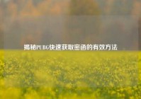 揭秘PUBG快速获取密函的有效方法