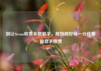 别让Steam收费余额躺平，规划用好每一分钱需留意手续费