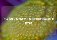 王者荣耀，探寻铭文分数背后的竞技奥秘与查看方法