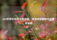 2018世界杯冠军决赛直播，探寻绿茵巅峰对决观看渠道