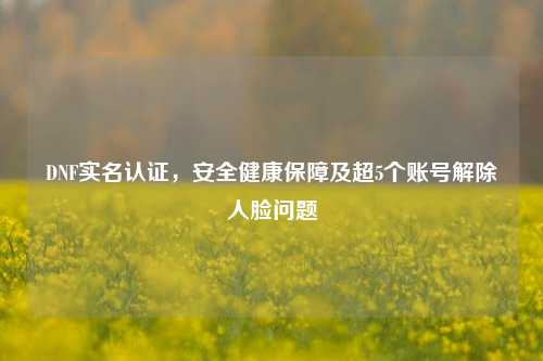 DNF实名认证,安全健康保障及超5个账号解除人脸问题