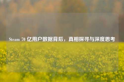 Steam 70 亿用户数据背后，真相探寻与深度思考