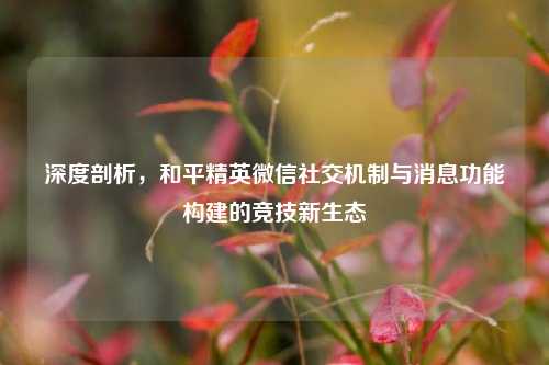 深度剖析，和平精英微信社交机制与消息功能构建的竞技新生态
