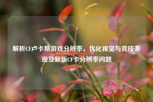 解析CF卢卡斯游戏分辨率,优化视觉与竞技表现及新版CF卡分辨率问题
