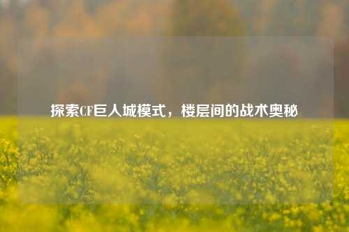 探索CF巨人城模式,楼层间的战术奥秘