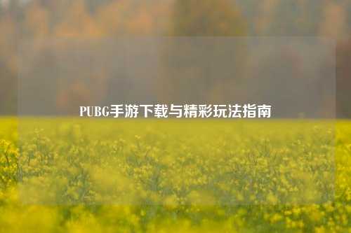 PUBG手游下载与精彩玩法指南