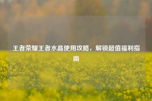 王者荣耀王者水晶使用攻略，解锁超值福利指南