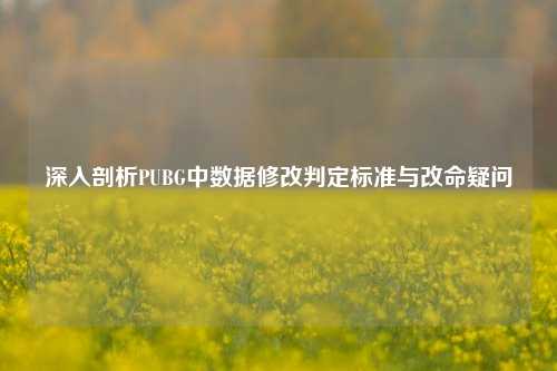 深入剖析PUBG中数据修改判定标准与改命疑问