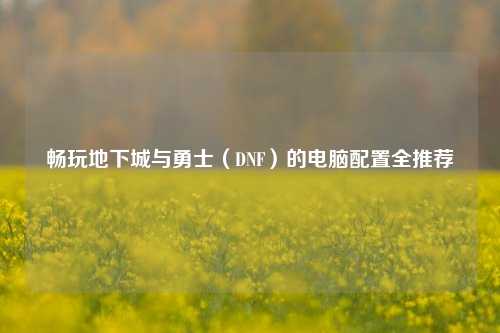 畅玩地下城与勇士(DNF)的电脑配置全推荐