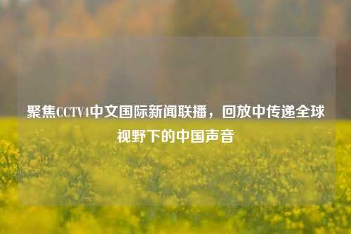 聚焦CCTV4中文国际新闻联播,回放中传递全球视野下的中国声音