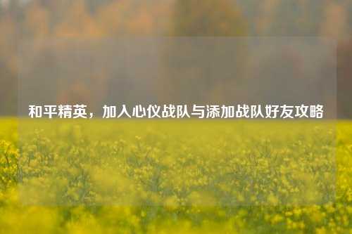 和平精英,加入心仪战队与添加战队好友攻略