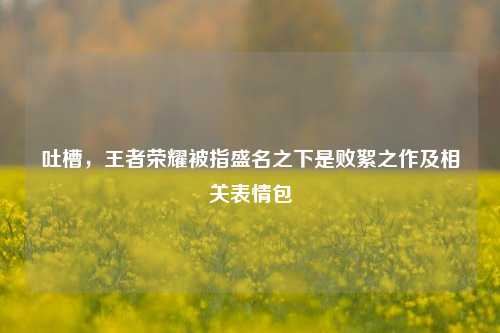 吐槽,王者荣耀被指盛名之下是败絮之作及相关表情包