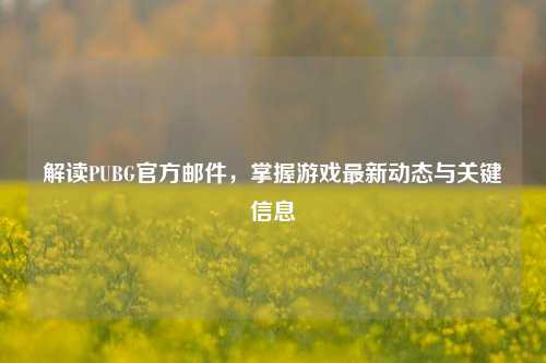 解读PUBG官方邮件，掌握游戏最新动态与关键信息
