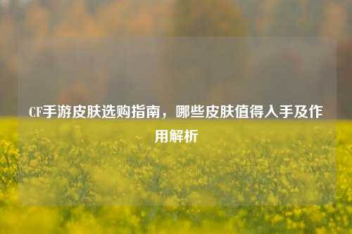 CF手游皮肤选购指南,哪些皮肤值得入手及作用解析