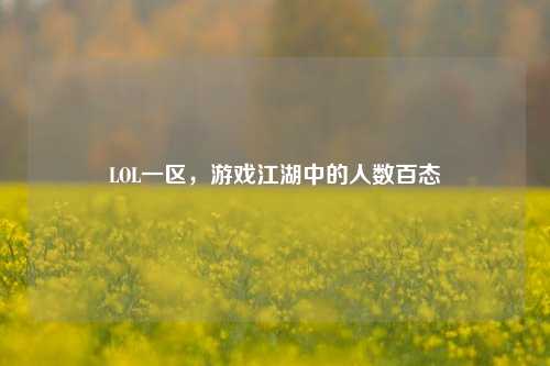 LOL一区，游戏江湖中的人数百态