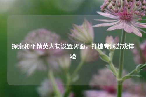探索和平精英人物设置界面,打造专属游戏体验