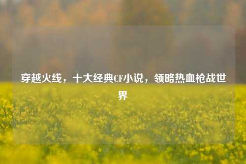 穿越火线,十大经典CF小说,领略热血枪战世界