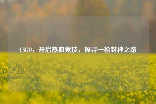 CSGO,开启热血竞技,探寻一枪封神之路