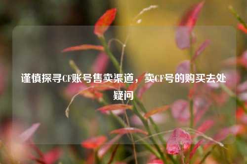 谨慎探寻CF账号售卖渠道,卖CF号的购买去处疑问