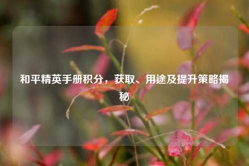 和平精英手册积分,获取、用途及提升策略揭秘