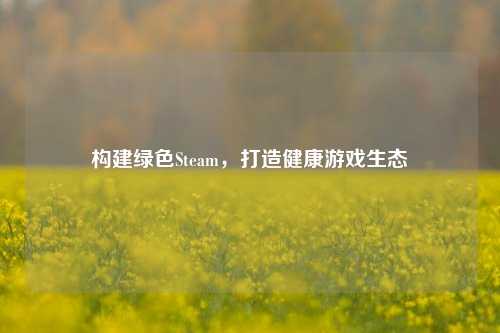 构建绿色Steam，打造健康游戏生态