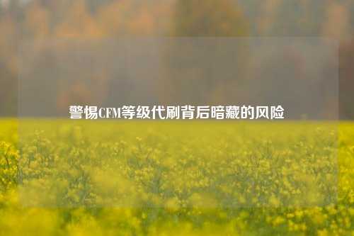 警惕CFM等级代刷背后暗藏的风险