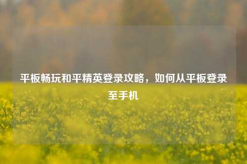 平板畅玩和平精英登录攻略,如何从平板登录至手机