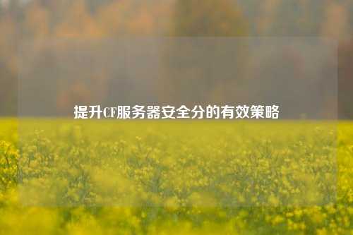 提升CF服务器安全分的有效策略