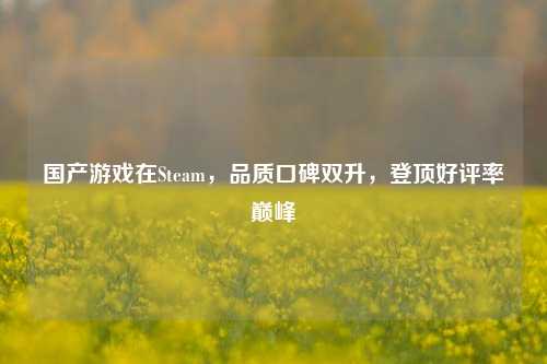 国产游戏在Steam,品质口碑双升,登顶好评率巅峰