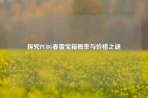 探究PUBG春雷宝箱概率与价格之谜