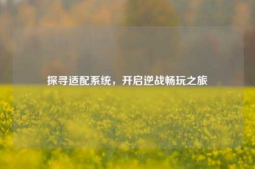 探寻适配系统，开启逆战畅玩之旅