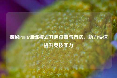揭秘PUBG训练模式开启位置与方法,助力快速提升竞技实力