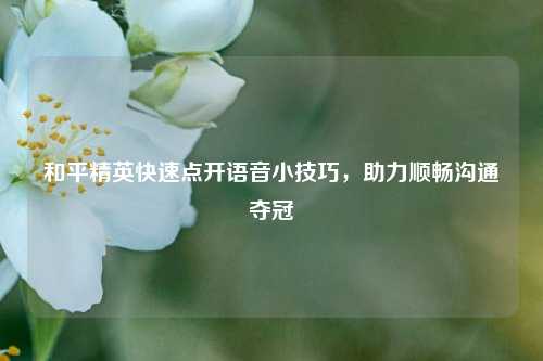 和平精英快速点开语音小技巧,助力顺畅沟通夺冠