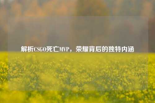 解析CSGO死亡MVP,荣耀背后的独特内涵