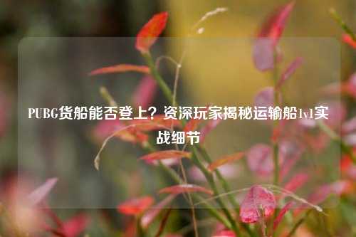 PUBG货船能否登上?资深玩家揭秘运输船1v1实战细节