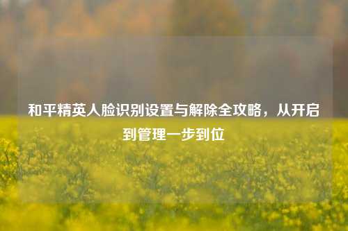 和平精英人脸识别设置与解除全攻略,从开启到管理一步到位