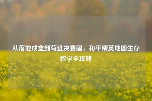 从落地成盒到苟进决赛圈,和平精英地图生存教学全攻略