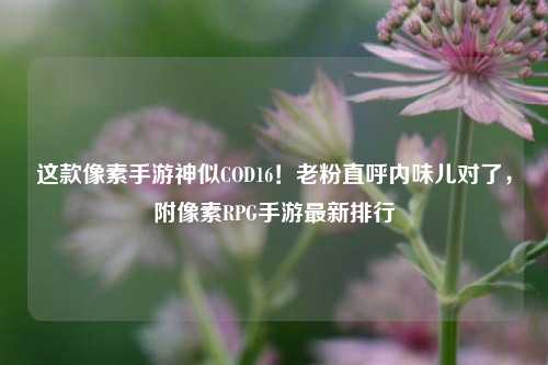 这款像素手游神似COD16!老粉直呼内味儿对了,附像素RPG手游最新排行