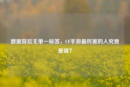 数据背后无单一标签,CF手游最厉害的人究竟是谁?